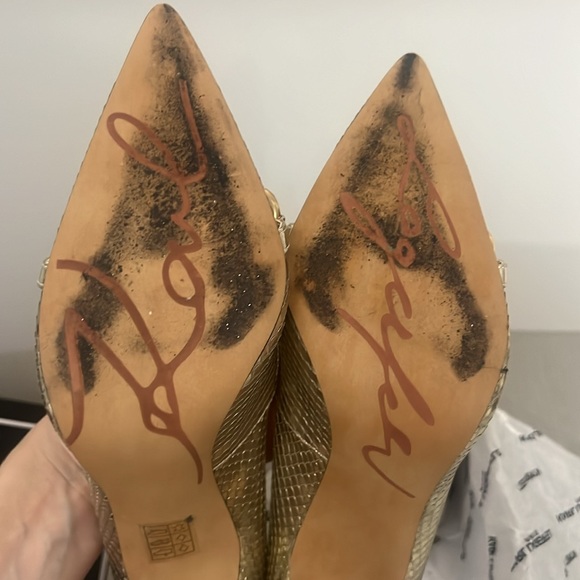 KARL LAGERRFELD CARMY CHAMPAGNE SNAKE-PRINT LEATHER 7 STILETTOS - Picture 10 of 11